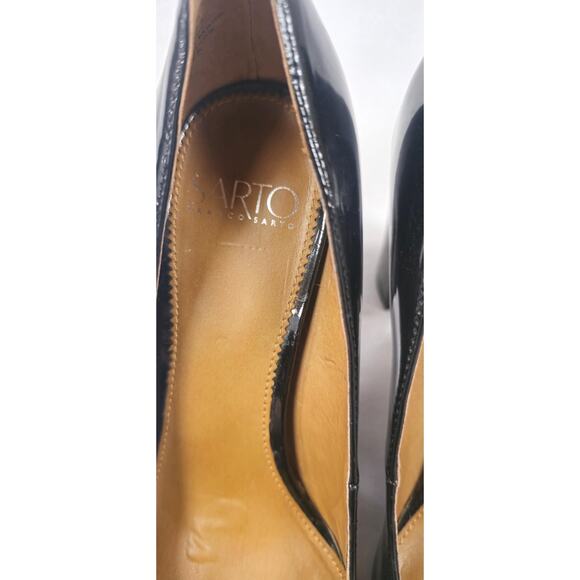 Franco Sarto Sarto Womens 6M Black Patent Block Heel Pumps Dress Shoes Classic - Picture 6 of 10